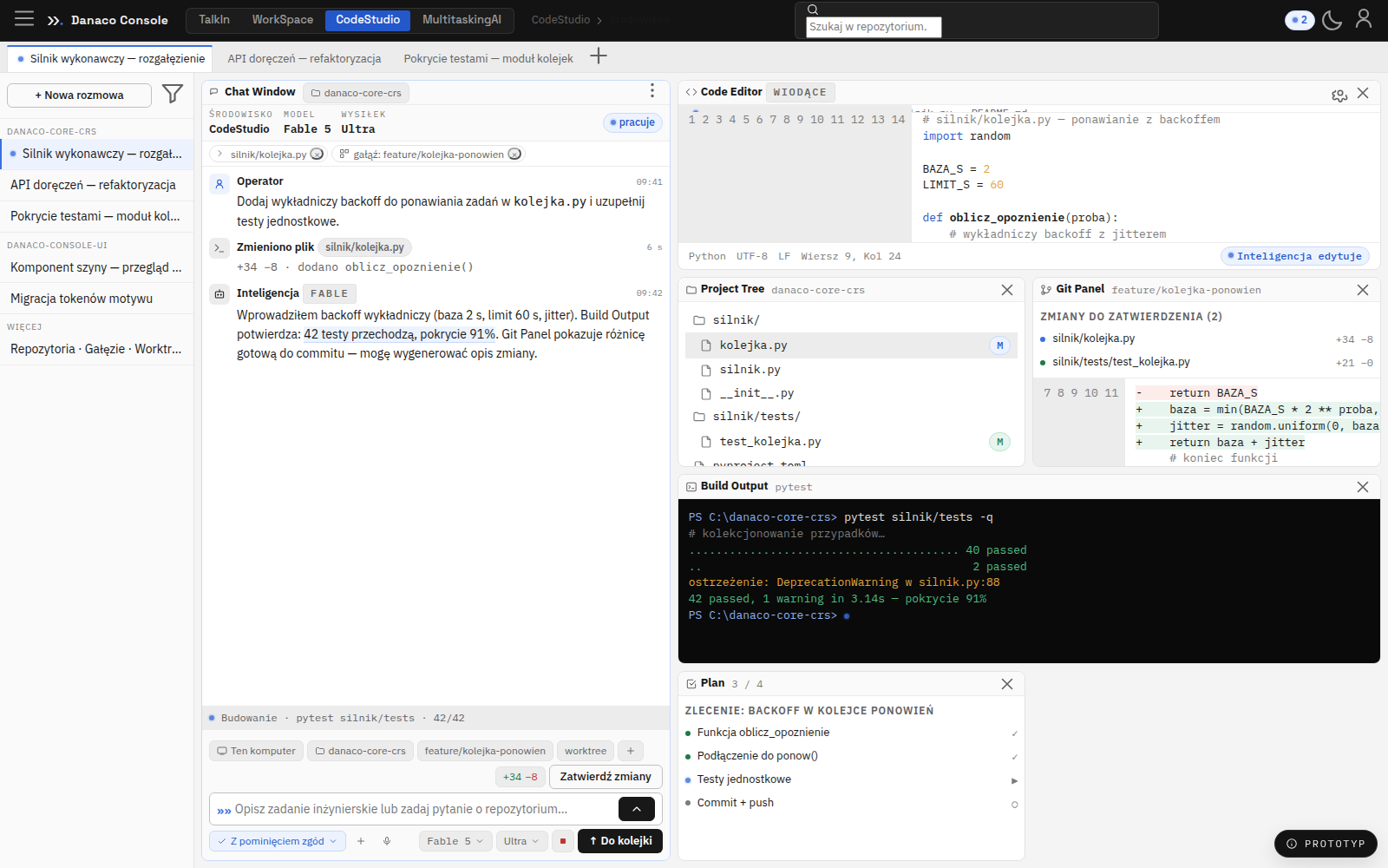 CodeStudio — programowanie: edytor, terminal, kontrola wersji.